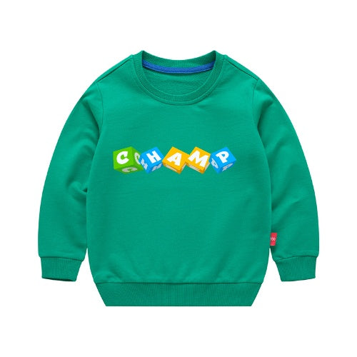 Boys Korean Round Neck Solid Color Loose Long Sleeve Pullover-best seller