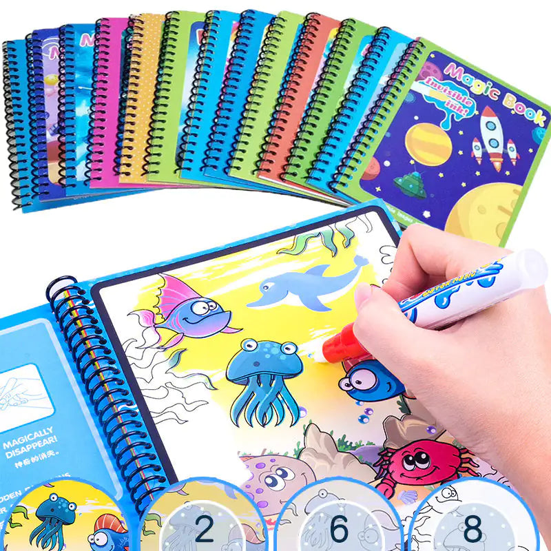 Magic Water Drawing Book for Toddlers – Reusable No Mess Coloring