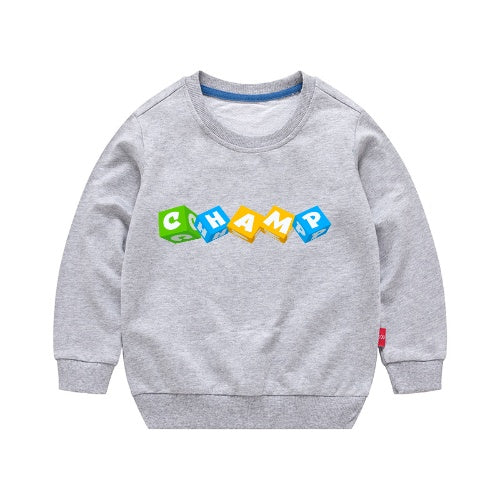 Boys Korean Round Neck Solid Color Loose Long Sleeve Pullover-best seller