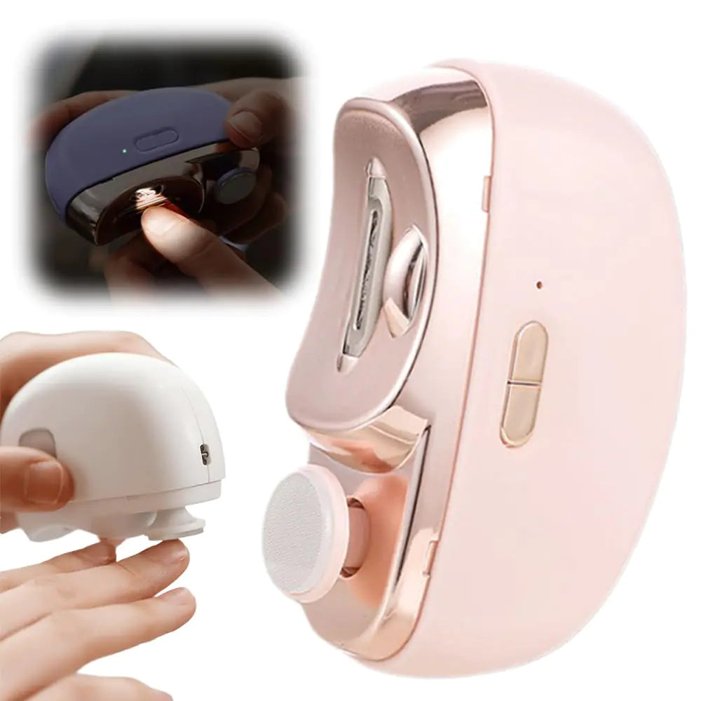 3 in 1 Automatic Electric Nail Clipper with Polishing Electric Nail Clipper Electric Nail Trimmer with 2 Adjustable Speeds Nail Cutter Automatic Nail Clipper with Light for Seniors & Kids (Pink)