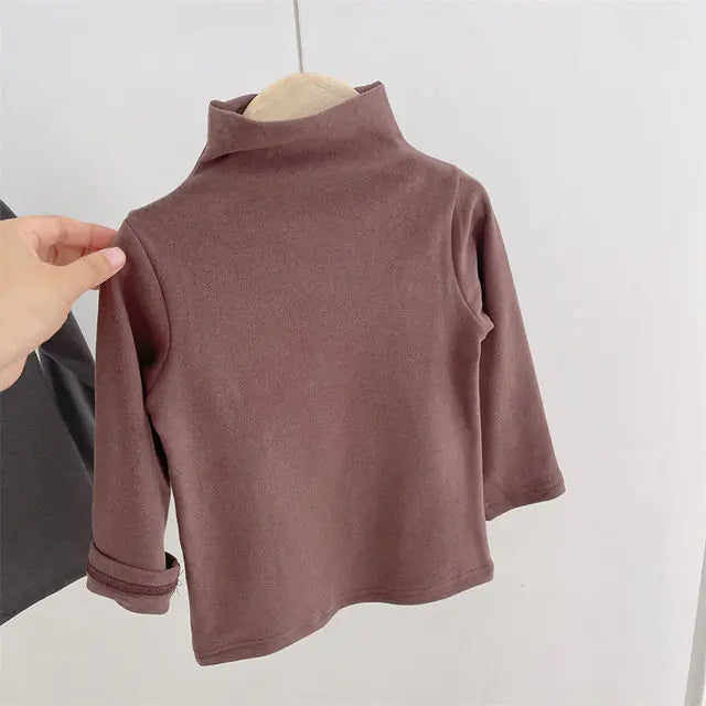 Boys' Turtleneck Fleece T-Shirts for Autumn & Winter