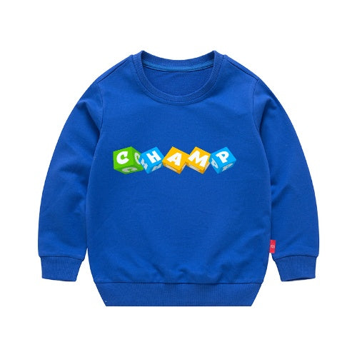 Boys Korean Round Neck Solid Color Loose Long Sleeve Pullover-best seller