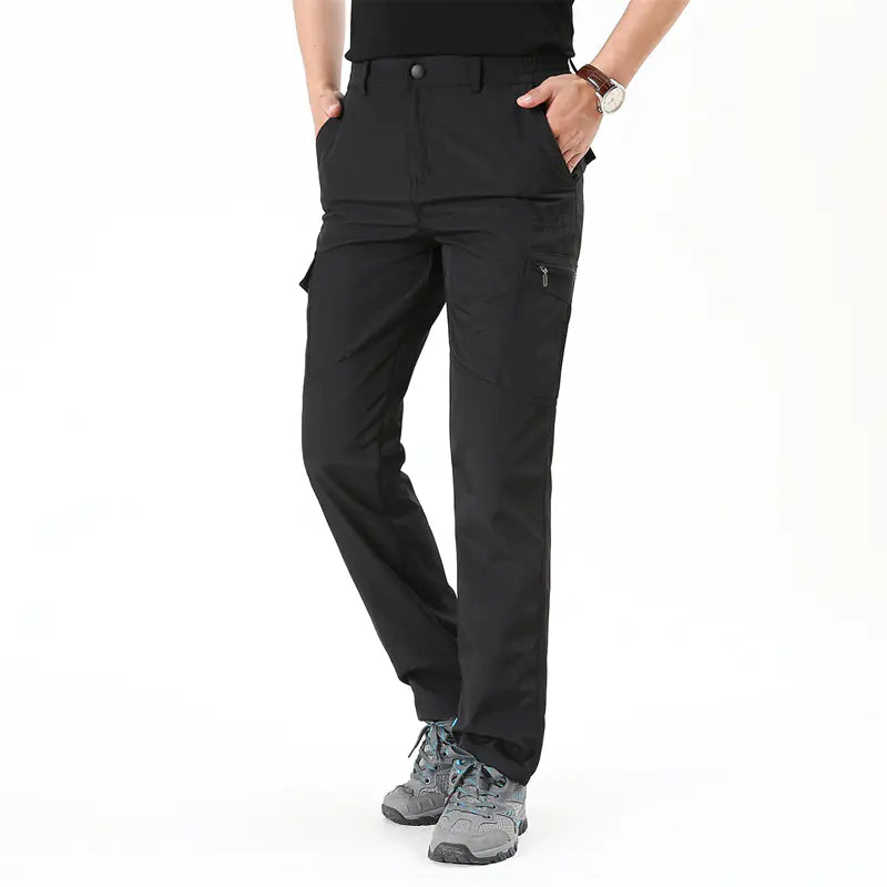 All Seasons Men's Solid Cargo Pants for Outdoor Use