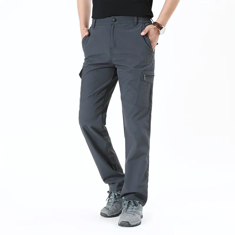 All Seasons Men's Solid Cargo Pants for Outdoor Use