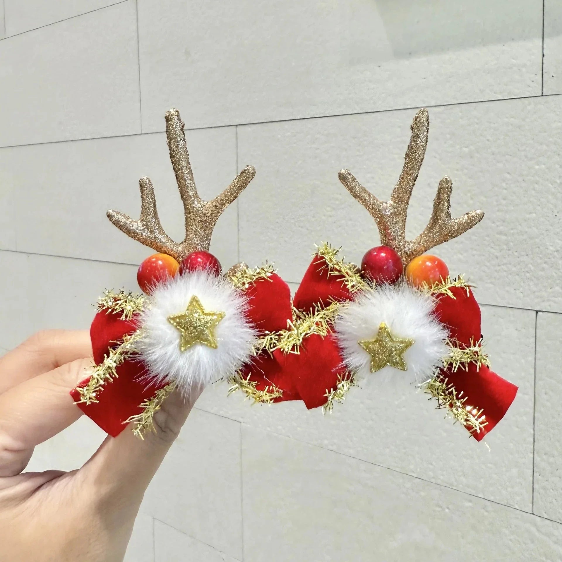 2pcs/Set Kawaii Christmas Elk Ear Hair Clip Women Girl Santa Snowman Hairpin Xmas Party Barrettes For Kids Cosplay Headwear