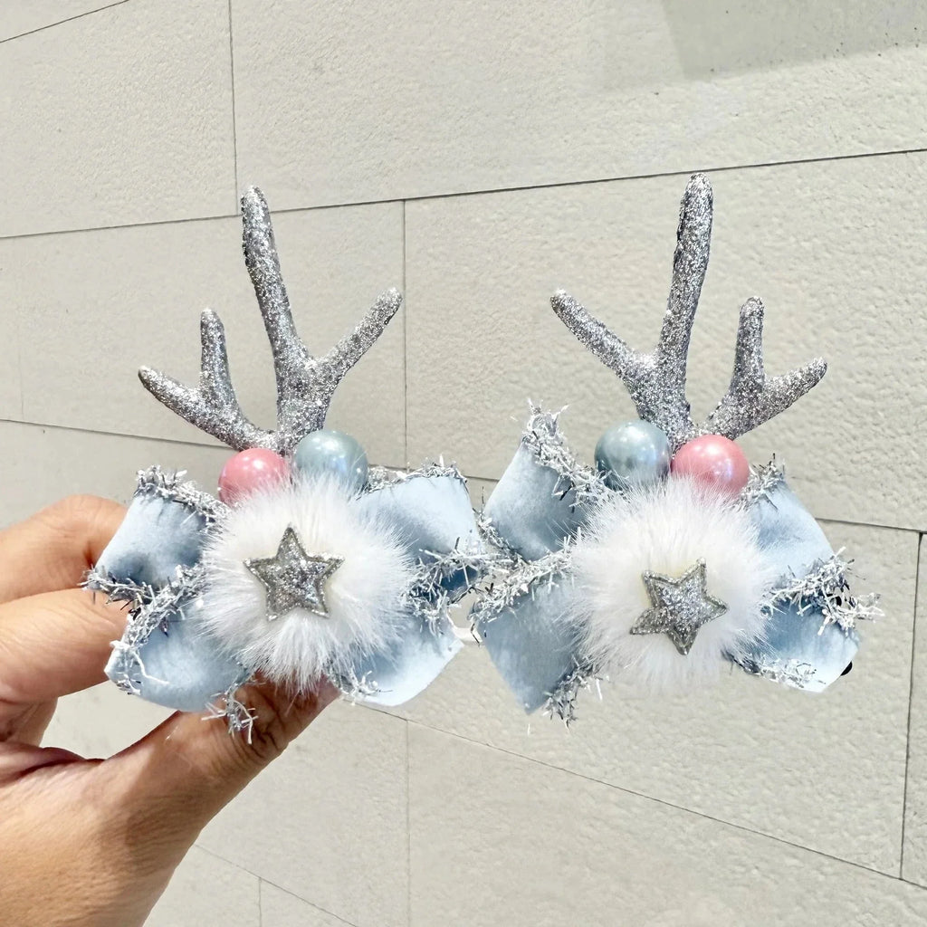 2pcs/Set Kawaii Christmas Elk Ear Hair Clip Women Girl Santa Snowman Hairpin Xmas Party Barrettes For Kids Cosplay Headwear