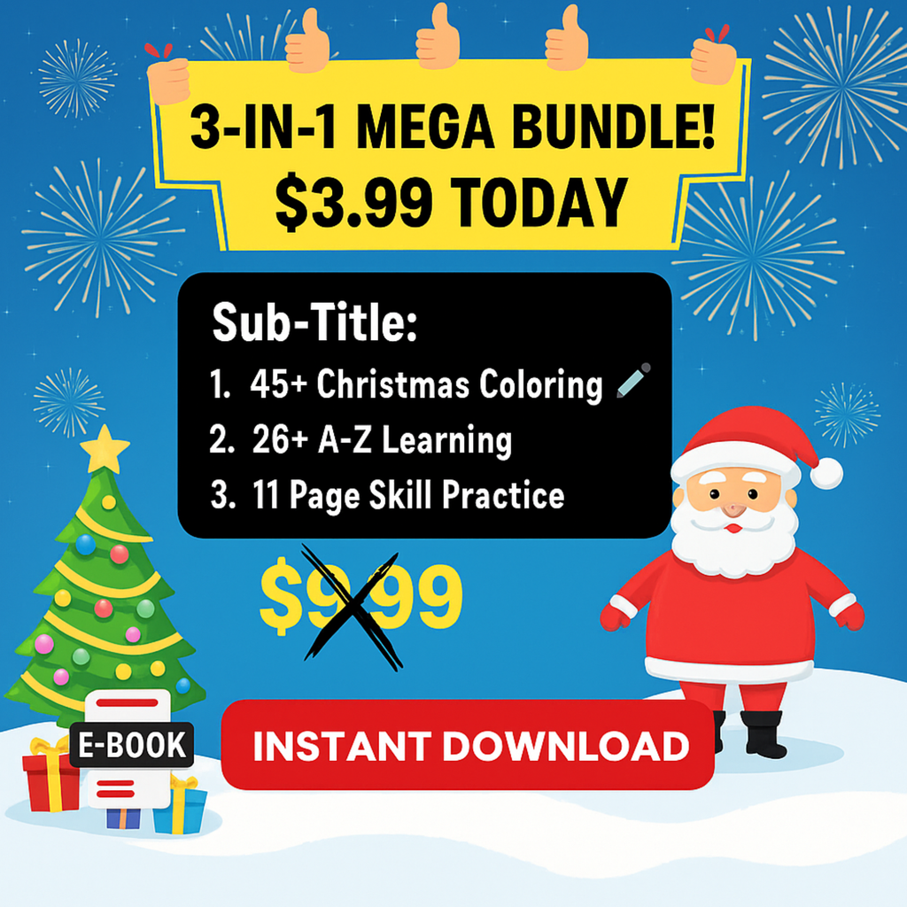 Ultimate Kids Learning Mega Bundle (3-in-1) | 82+ Printable Pages | Coloring + A-Z Learning + Tracing | Instant Download