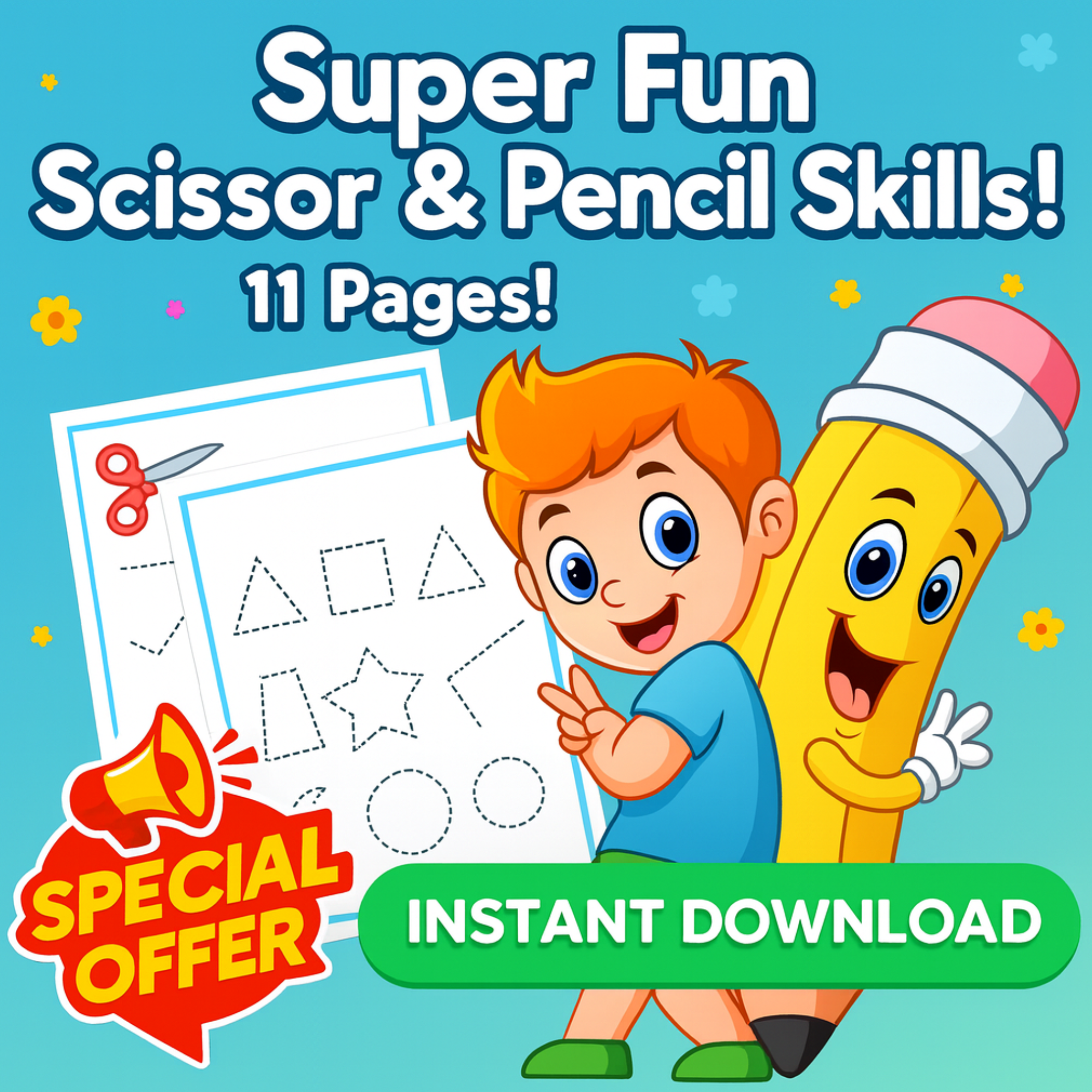 Kids Learning Mastery Bundle – Tracing & Shapes Workbook | 11 Printable Pages | Instant Download – eBooks