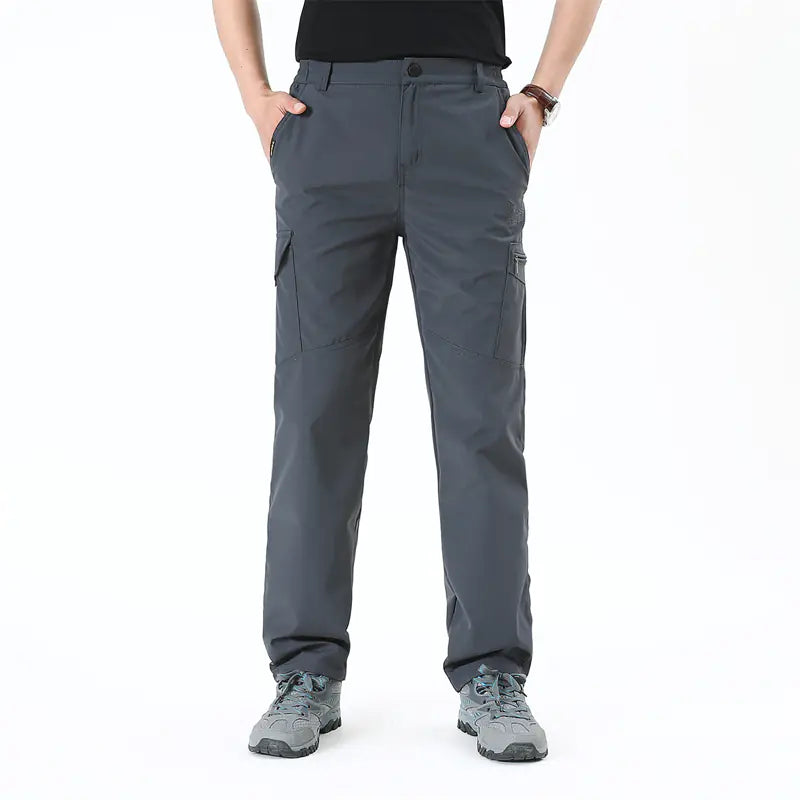 All Seasons Men's Solid Cargo Pants for Outdoor Use