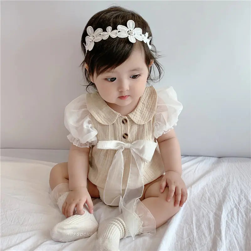Ruffled Cotton Romper for Baby Girls