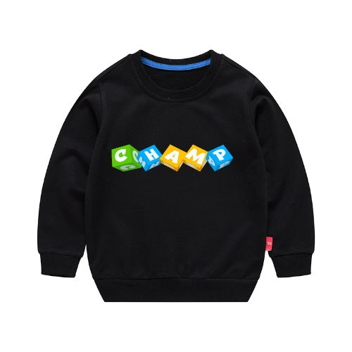 Boys Korean Round Neck Solid Color Loose Long Sleeve Pullover-best seller