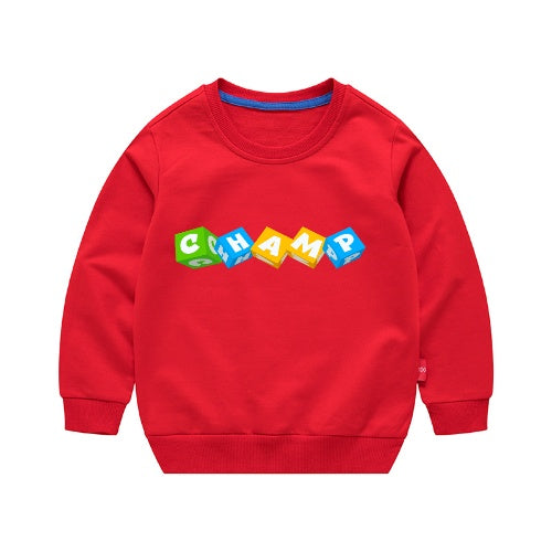 Boys Korean Round Neck Solid Color Loose Long Sleeve Pullover-best seller