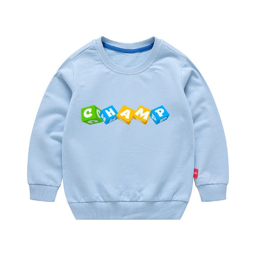 Boys Korean Round Neck Solid Color Loose Long Sleeve Pullover-best seller