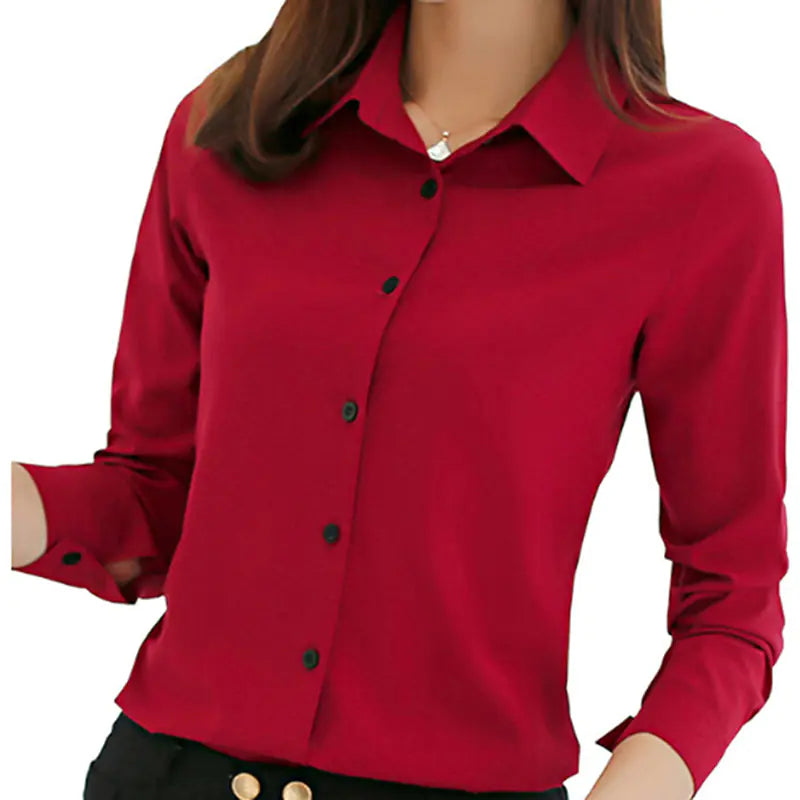 Korean Slim Fit Long Sleeve Women's Office Shirt